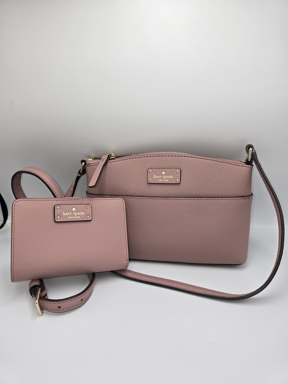 kate spade Dusty Rose Small Leather Crossbody Purse With Matching Wallet NWOT